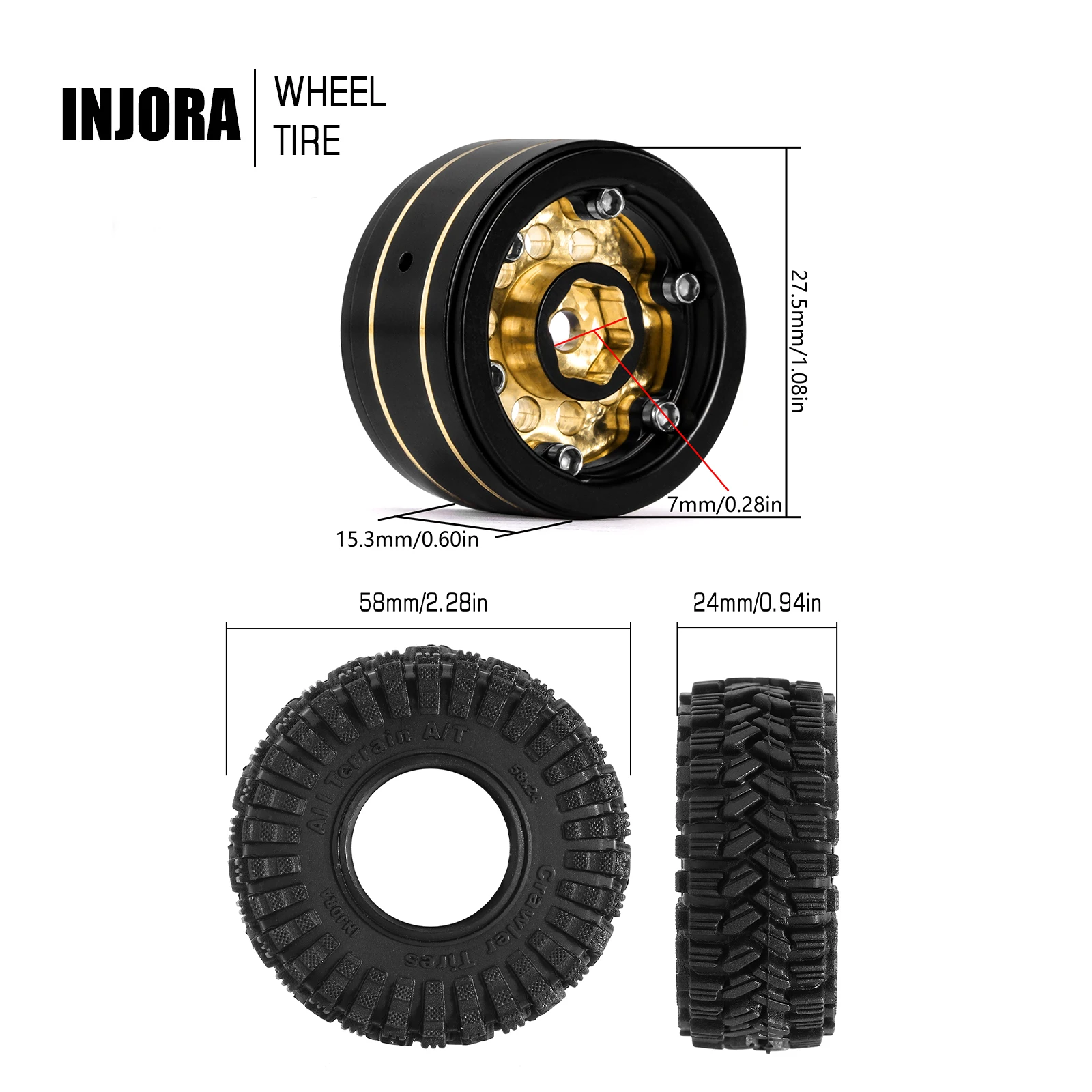 INJORA Siyah Kaplama Pirinç 1. - Rc Tire Foam Insert incelemesi ve fiyatı